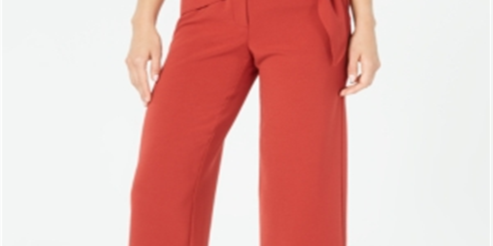 Alfani Women's Sash Belt Cropped Pants Red Size 12