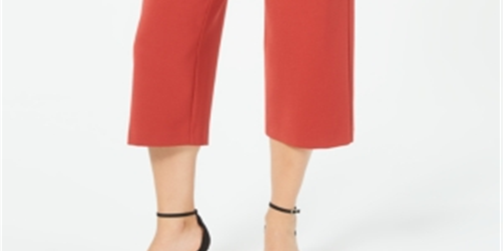 Alfani Women's Sash Belt Cropped Pants Red Size 12