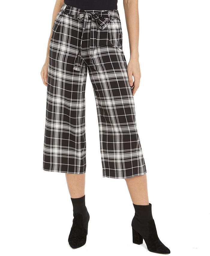 Maison Jules Women's Printed Cropped Wide Leg Pants Black Size Small