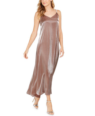 MSK Women's Embellished Spaghetti Strap V Neck Full Length Fit Flare Formal Dress Brown Size Petite Small