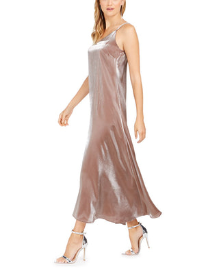 MSK Women's Embellished Spaghetti Strap V Neck Full Length Fit Flare Formal Dress Brown Size Petite Small