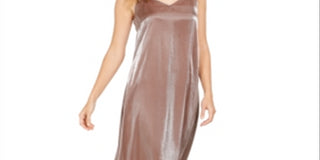 MSK Women's Embellished Spaghetti Strap V Neck Full Length Fit Flare Formal Dress Brown Size Petite Small