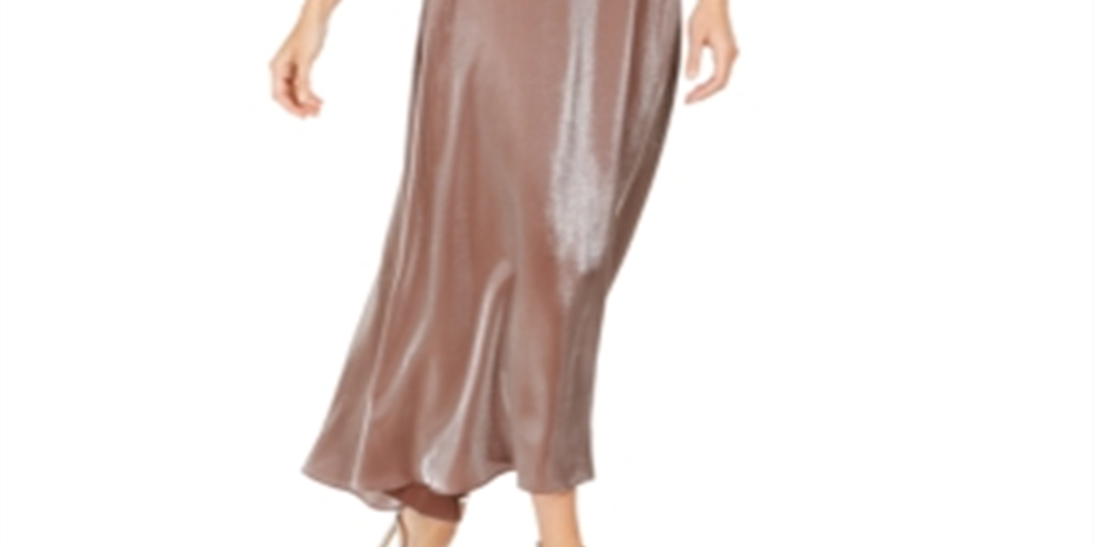 MSK Women's Embellished Spaghetti Strap V Neck Full Length Fit Flare Formal Dress Brown Size Petite Small