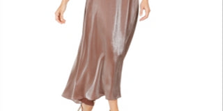 MSK Women's Embellished Spaghetti Strap V Neck Full Length Fit Flare Formal Dress Brown Size Petite Small