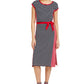 Tommy Hilfiger Women's Colorblocked Striped Cotton MIDI Dress Red Size Small