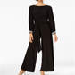 MSK Women's Embellished Jewel Neck Party Wide Leg Jumpsuit Black Size X-Large