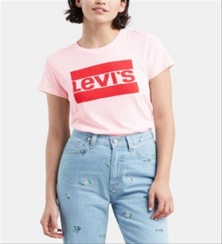 Levi's Flocked Logo-Print T-Shirt Pink Size XL