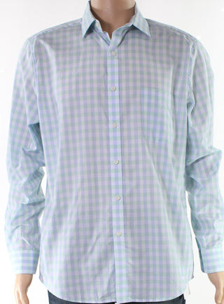 Bar III Men's Stretch Easy Care Button up Dress Shirt Green Size 15x34-35