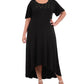 NY Collection Women's Plus Flutter Sleeve Hardware Trim Maxi Dress Black Size 1X
