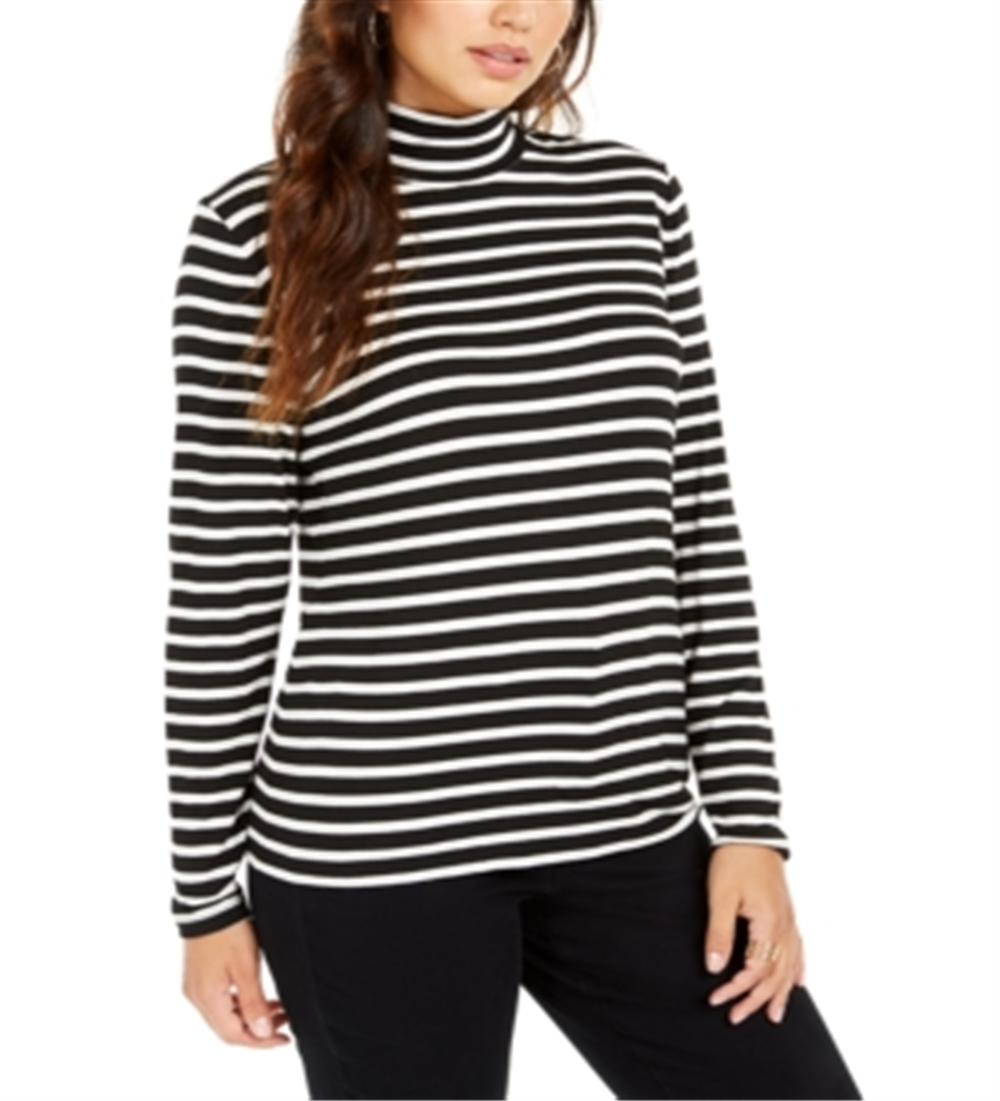 Style & Co Women's Striped Top Black Size PP