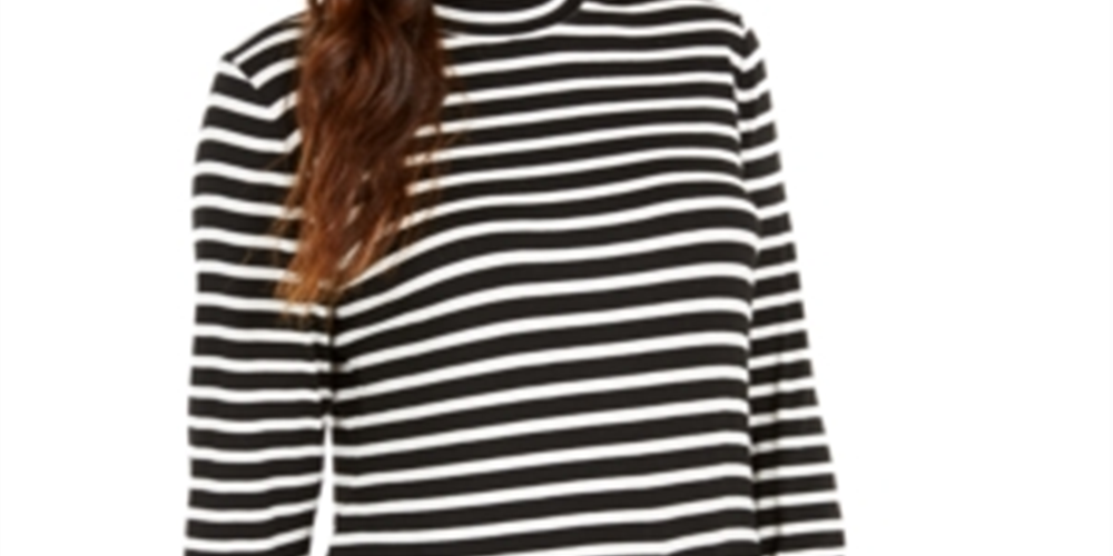 Style & Co Women's Striped Top Black Size PP