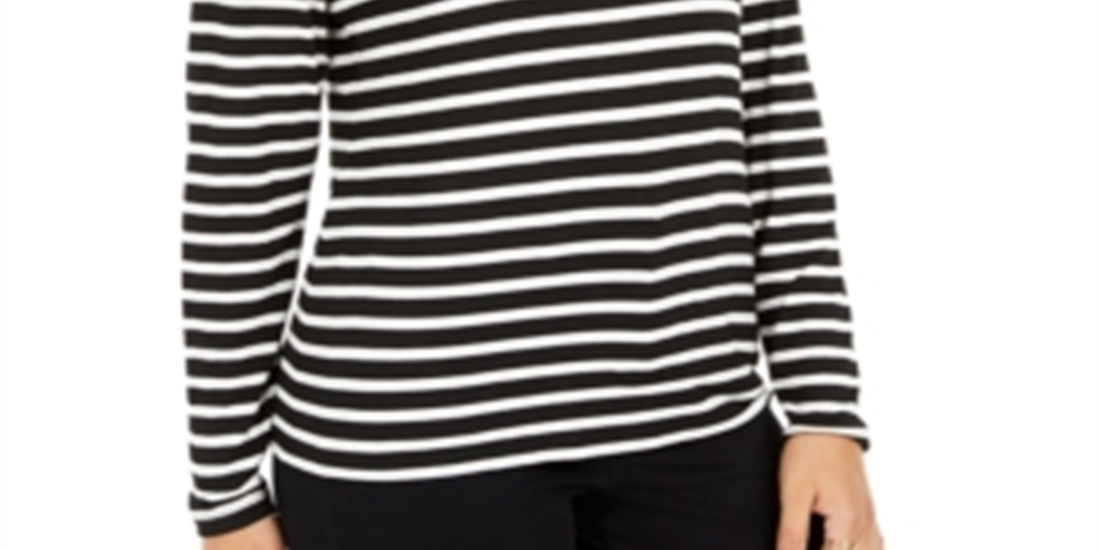 Style & Co Women's Striped Top Black Size PP