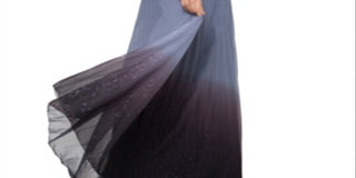 Betsy & Adam Women's Glitter Ombre Full Length Prom Accordion Pleat Dress Black Size 8