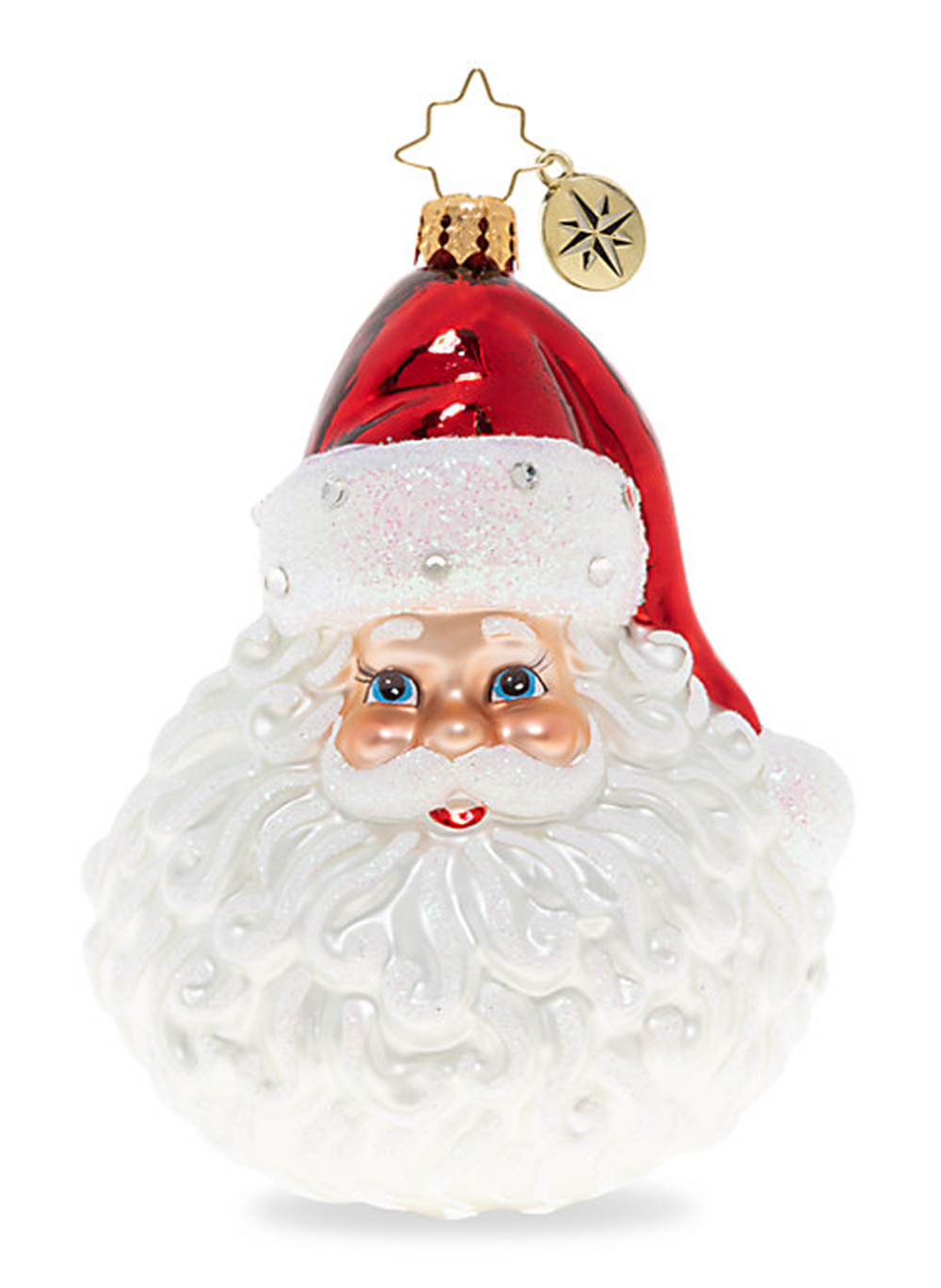 Christopher Radko Hand-Crafted European Glass Christmas Ornament Classic St. Nick Blue Size L