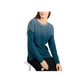 Alfani Women's Sweater Teal Textured Metallic Pullover Blue Size Small