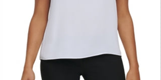 Calvin Klein Women's Ruffled Short Sleeve Blouse White Size X-Large