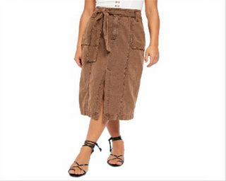 Free People Women's Catching Feelings MIDI Skirt Brown Size 10