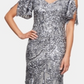 Alex Evenings Women's Cold Shoulder Flutter Sleeves With Long V Neck a Line Dress Navy Size 8