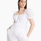 INC International Concepts Women's Cotton Eyelet Square-Neck Top  White Size Large