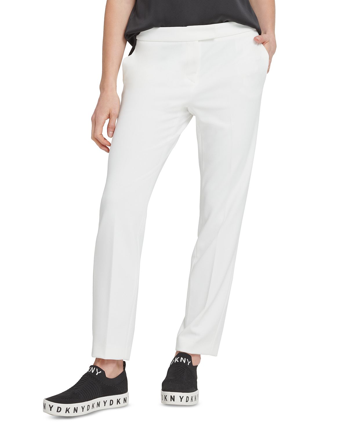 DKNY Women's Foundation Slim Ankle Pants White Size 16