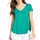 Alfani Women's Blouse Medium V Neck Knit Top Green Size Medium