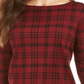Charter Club Women's Cotton Plaid 3/4 Sleeve Top Wine Size L