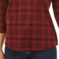 Charter Club Women's Cotton Plaid 3/4 Sleeve Top Wine Size L