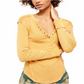 Free People Women's Long Sleeve V Neck Top Yellow Size Medium