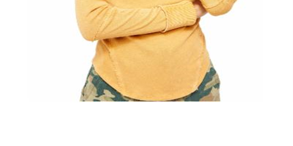 Free People Women's Long Sleeve V Neck Top Yellow Size Medium