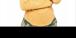 Free People Women's Long Sleeve V Neck Top Yellow Size Medium