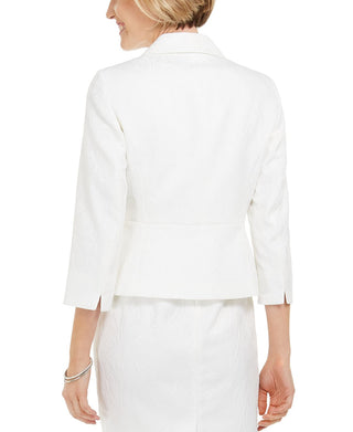 Kasper Women's Textured One Button Blazer Jacket White Size 8