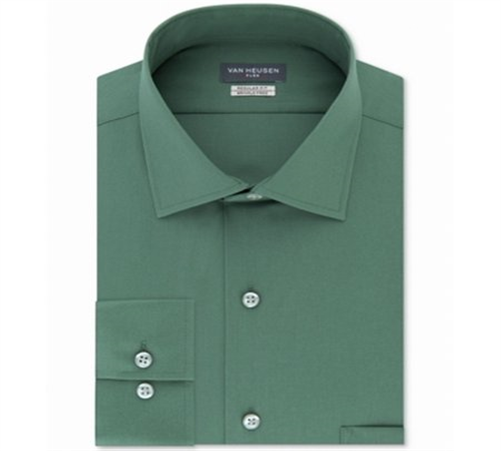 Van Heusen Men's Regular Fit Stretch Dress Shirt Green Size 16 1/2