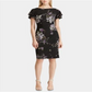 Ralph Lauren Women's Floral Jewel Neck Knee Length Wear to Work Sheath Dress Black Size 14 Petite