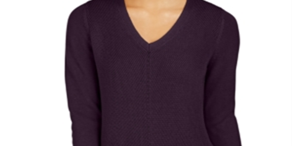 Charter Club Women's V Neck Sweater Purple Size Small