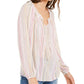 INC International Concepts Women's Striped Peasant Top Pink Size S