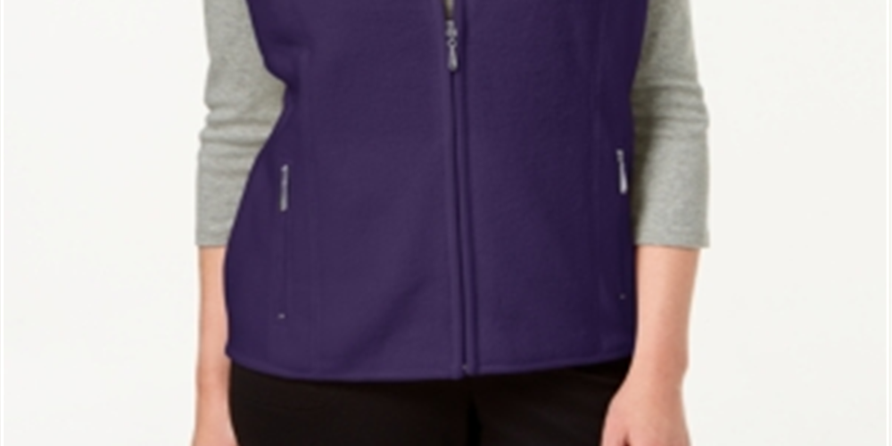 Karen Scott Women's Fleece Zip Front Vest Green Size Petite Small