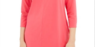 Alfani Women's Coral 3/4 Sleeve Jewel Neck Top Pink Size X-Large
