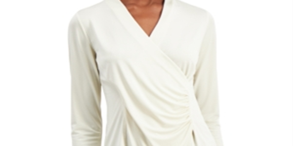 Alfani Women's Wrap-Style Top White Size XX-Large