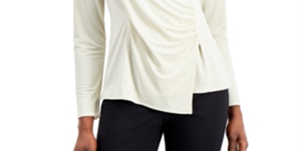 Alfani Women's Wrap-Style Top White Size XX-Large