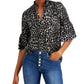 Michael Kors Women's Ruffled Elbow Sleeve Blouse Gray Size Large