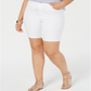 Celebrity Women's Plus Frayed Solid Bermuda Shorts White Size 24