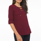 Michael Kors Women's Waffle Knit Lace up Front Top Red Size Medium