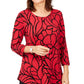 JM Collection Women's Printed Top Red Size S/M