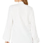 Kasper Women's Ruffle Collar Blouse White Size Petite S