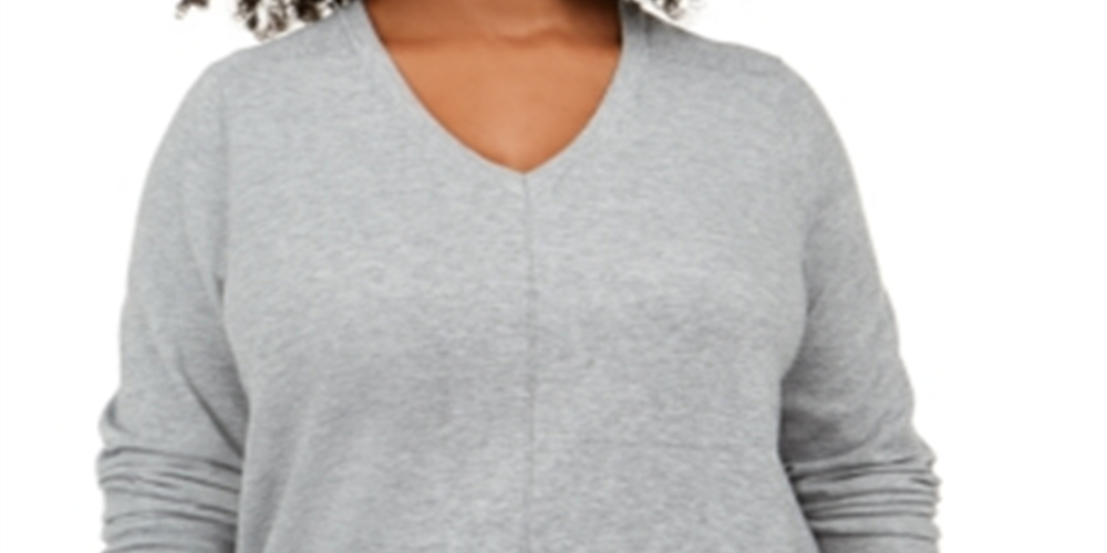 Karen Scott Women's V Neck Sweater Gray Size 0X