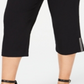 JM Collection Women's Plus Embellished Hem Capri Pants Deep Black Size -0X