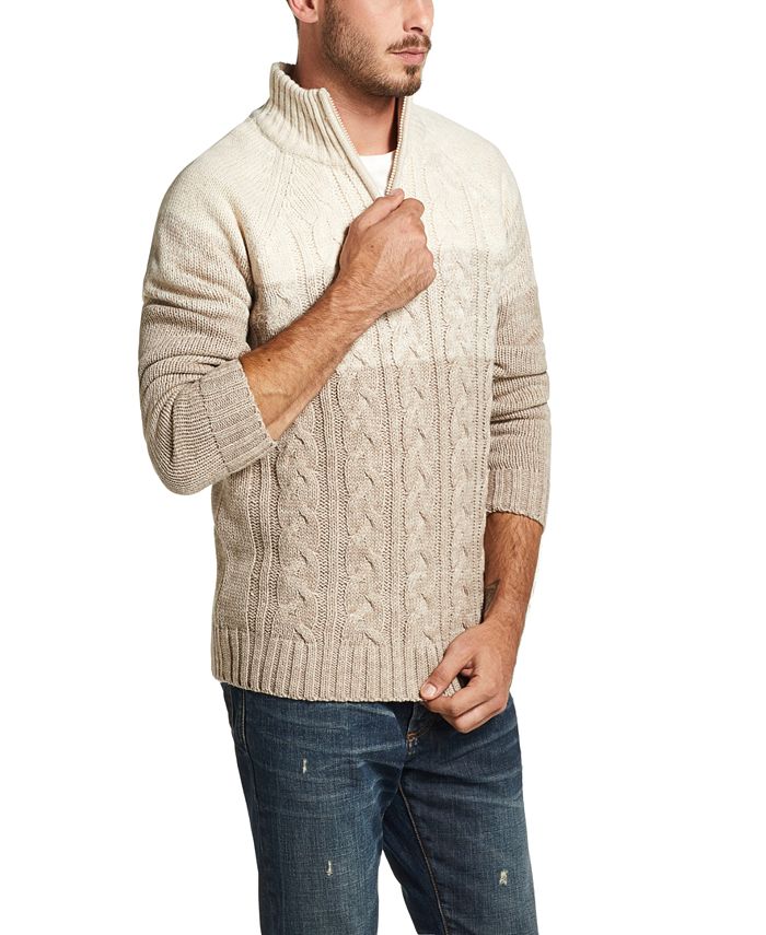 Weatherproof Vintage Men's Ombre Quarter Zip Sweater Brown Size Small