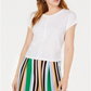 Bar III Women's Side Drawstring Cotton Top White Size XXS