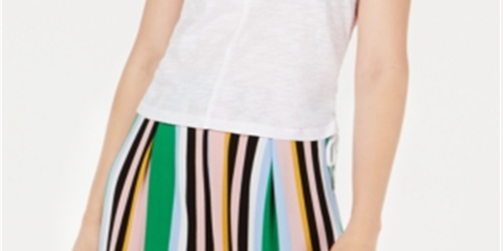 Bar III Women's Side Drawstring Cotton Top White Size XXS