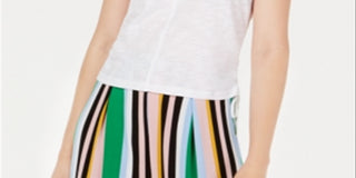 Bar III Women's Side Drawstring Cotton Top White Size XXS